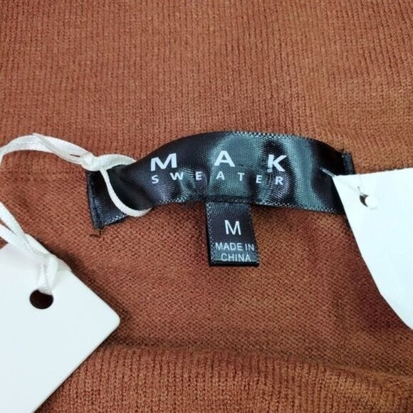 Mak Sweater Shoulder Dress Women Cowl Neck Bodycon Rayon Long Sleeve Rust - Picture 7 of 10